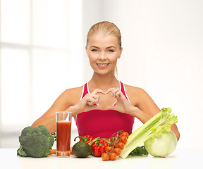 Image showing smiling woman with organic food