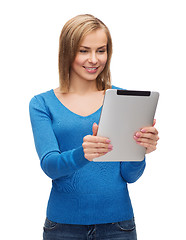 Image showing smiling girl with tablet pc computer