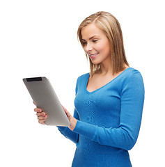 Image showing smiling girl with tablet pc computer