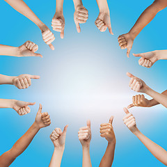 Image showing human hands showing thumbs up in circle