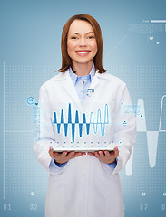 Image showing smiling female doctor and tablet pc computer