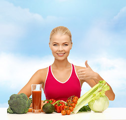 Image showing smiling woman with organic food