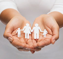 Image showing womans hands with paper man family