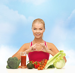 Image showing smiling woman with organic food