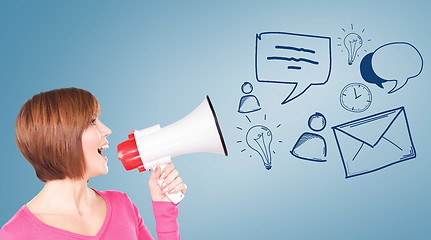 Image showing woman with megaphone