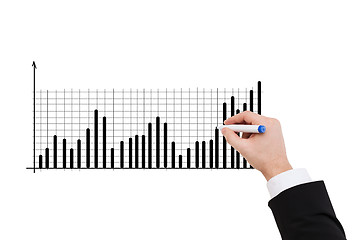 Image showing close up of businessman drawing chart