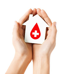 Image showing hands holding house with donor sign