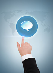 Image showing close up of businessman pointing to text bubble