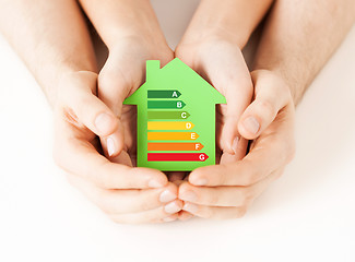 Image showing hands holding green paper house