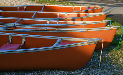 Image showing canoes in the morning light