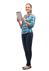 Image showing smiling girl with tablet pc computer