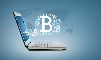 Image showing laptop computer with bitcoin