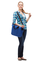 Image showing smiling female student with laptop bag