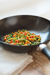 Image showing close up of wok pan with vegetables