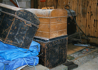 Image showing old metal trunks