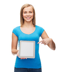 Image showing smiling girl with tablet pc computer