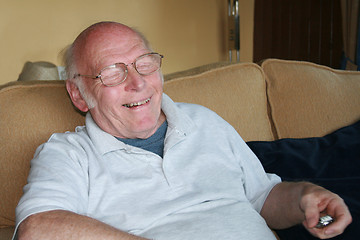 Image showing mature man having a good laugh