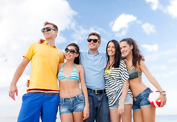 Image showing group of friends having fun on the beach