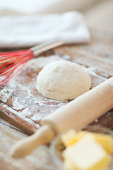 Image showing close up of bread dough on cutting board