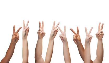 Image showing human hands showing v-sign