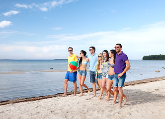 Image showing group of friends having fun on the beach