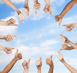 Image showing human hands showing thumbs up in circle