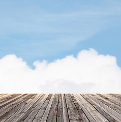 Image showing wooden floor and blue sky