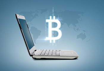 Image showing laptop computer with bitcoin