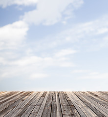 Image showing wooden floor and blue sky