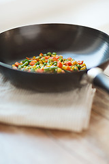Image showing close up of wok pan with vegetables