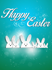 Image showing Happy Easter Rabbit Bunny on Blue Background