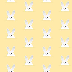 Image showing Happy Easter Rabbit Bunny Yellow Seamless Background
