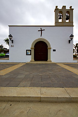 Image showing bell tower teguise    terrace church  in arrecife