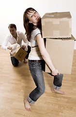 Image showing couple moving in appartment