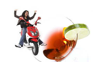 Image showing cocktail and scooter