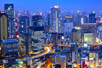 Image showing Osaka cityscape at night