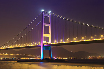 Image showing Cable bridge in Hong Kong at night