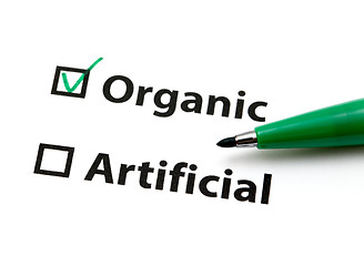Image showing Option for organic or artificial