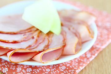 Image showing Melon and ham