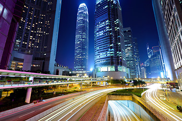 Image showing Hong Kong city and traffic trail