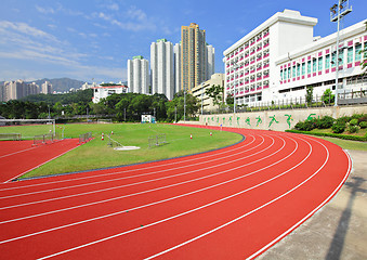 Image showing Sport running track in stadium