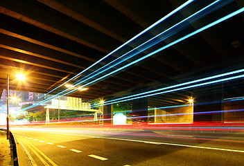 Image showing Traffic trail pass though underpass