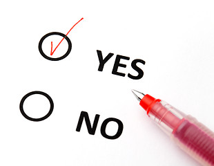 Image showing Yes or no checkbox