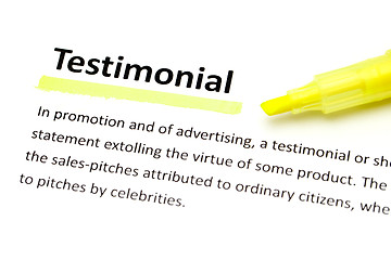 Image showing Definition of testimonial