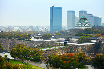 Image showing Osaka castle with cityscape