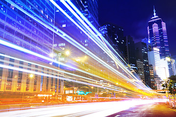 Image showing Hong Kong city with traffic trail