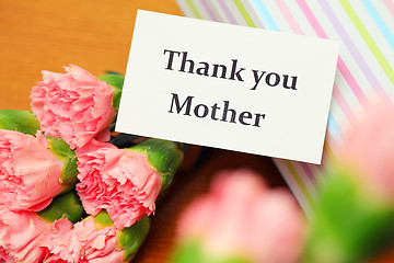 Image showing Thank you card and carnation