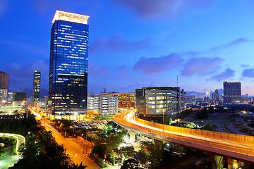 Image showing Hong Kong skyline with highway