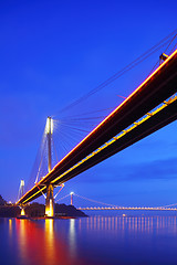 Image showing Hong Kong bridge at night