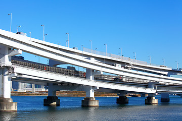 Image showing Freeway with sea in Tokyo